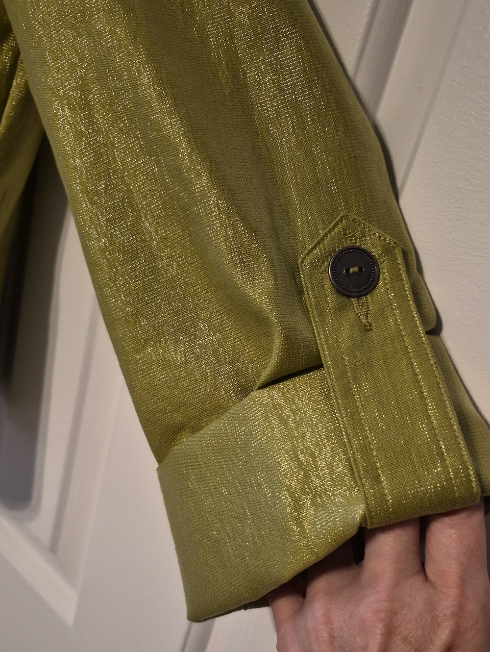 Ruby Rd. Shimmer Light Green Zip-Front Utility Jacket - Picture 5 of 8